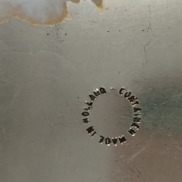 Made in Holland metal hinged tin can floral ornate embossed pink trim vintage - Picture 9 of 12